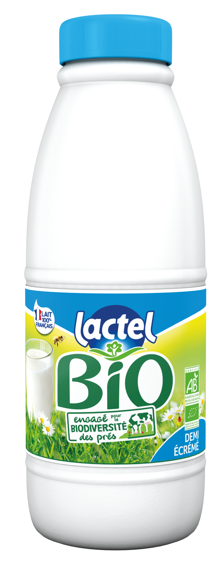 Lait demi-écrémé Bio Lactel 1l x 6 - Achat pas cher